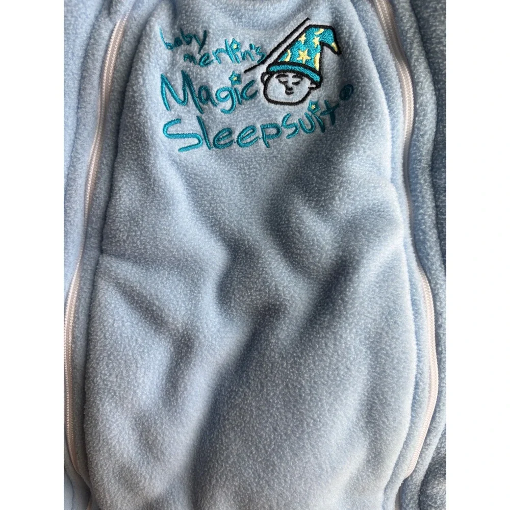 Baby Merlin Magic Sleepsuit Blue Fleece Transition Swaddle S 3-6 Months 12-18lb